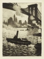 Christopher Richard Wynne Nevinson A.R.A. (British, 1889-1946) Under Brooklyn Bridge Drypoint, 1...