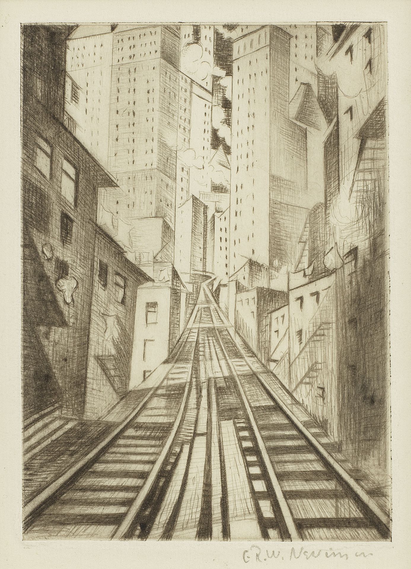 Christopher Richard Wynne Nevinson A.R.A. (British, 1889-1946) New York: An Abstraction Drypoint...