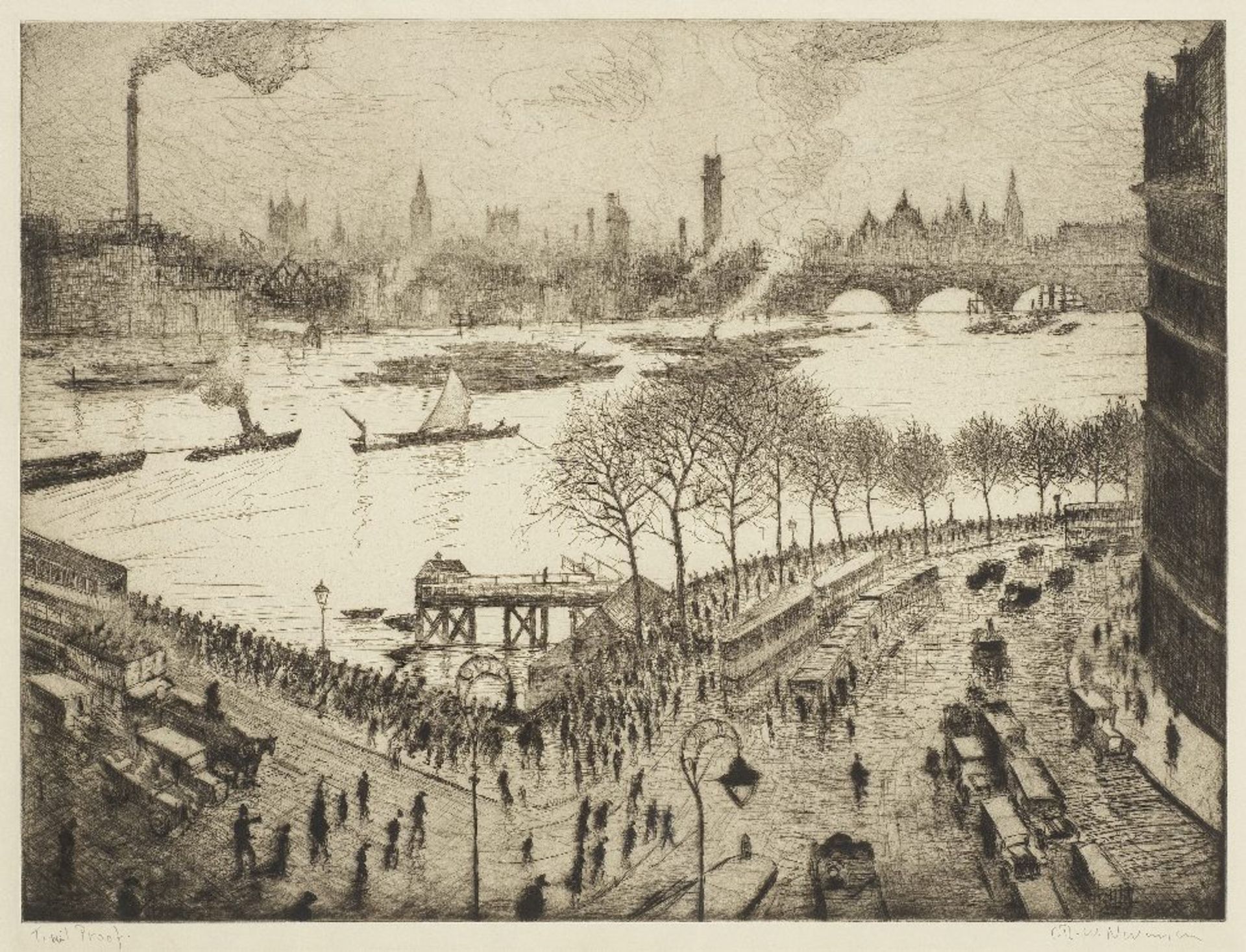 Christopher Richard Wynne Nevinson A.R.A. (British, 1889-1946) Blackfriars Etching, 1926-27, a g...