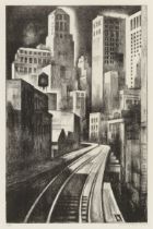 Louis Lozowick (Russian/American, 1892-1973) Third Avenue (Third Avenue El) Lithograph, circa 19...