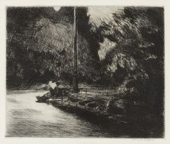 Edward Hopper (American, 1882-1967) Night in the Park Etching, 1921, a fine atmospheric impressi...