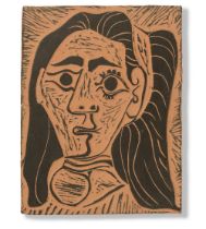 Pablo Picasso (Spanish, 1881-1973) Femme aux cheveux flous stamped and numbered Madoura Plein Fe...