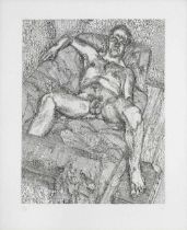 Lucian Freud (British, 1922-2011) Man Posing Etching, 1985, on Somerset Satin White wove paper, ...