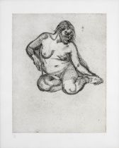 Lucian Freud (British, 1922-2011) Girl Holding her Foot Etching, 1985, on Somerset Satin White w...