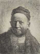 Rembrandt Harmensz van Rijn (Dutch, 1606-1669) Man wearing a Close Cap: Bust (The Artist's Fathe...