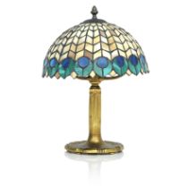 A Tiffany studios patinated gilt bronze lamp base 540