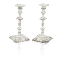 Pair of George II silver candlesticks By John Preist, London, 1754