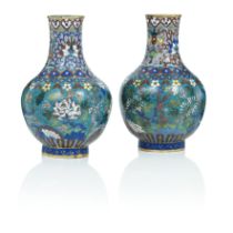A pair of Chinese cloisonn&#233;-enamel baluster vases