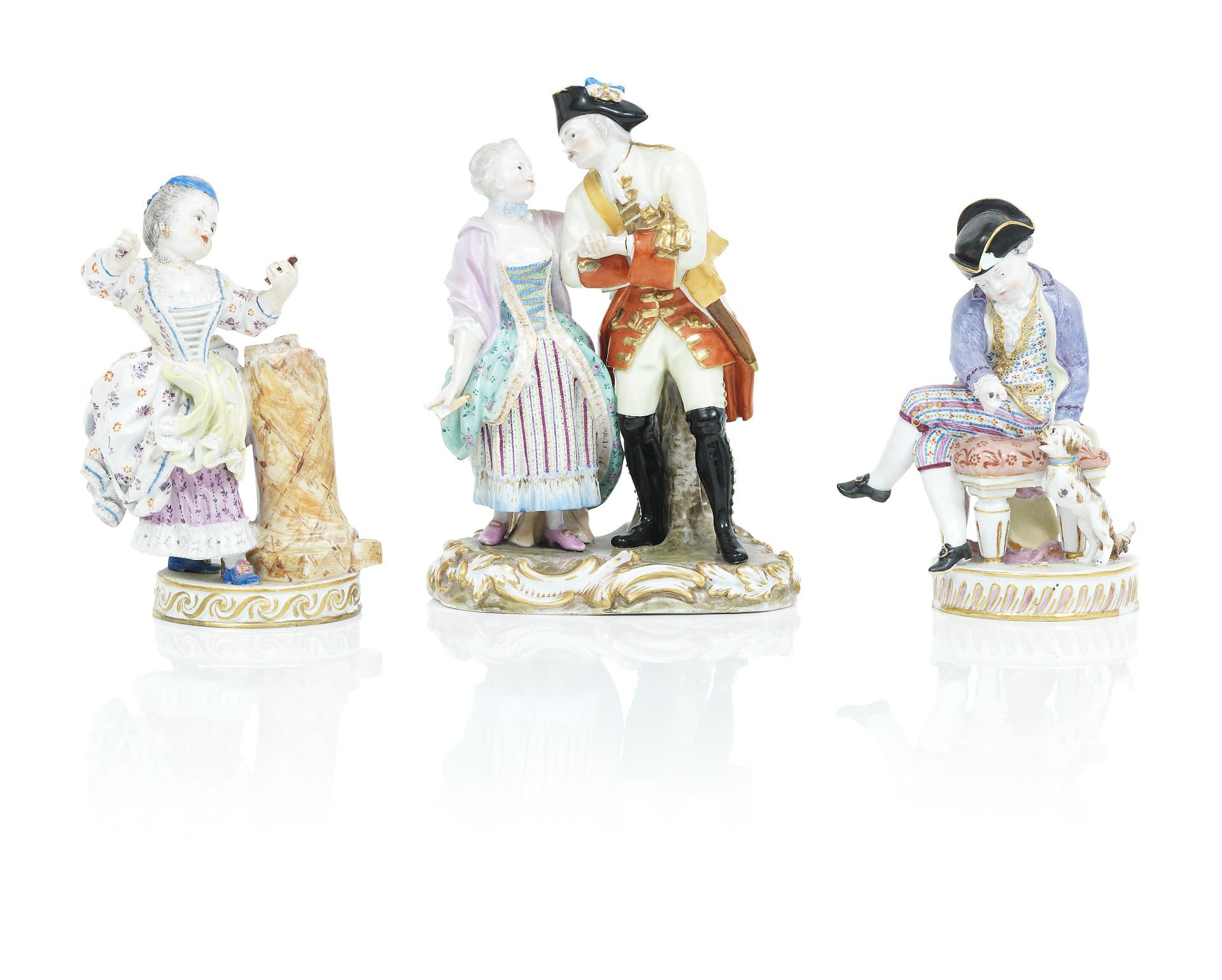 Three 19th century Meissen figure groups (3)