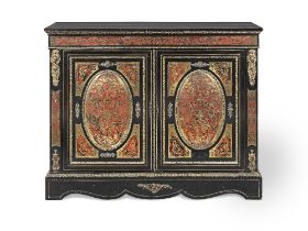 A French mid 19th century gilt metal mounted tortoiseshell and brass 'Boulle' marquetry ebonised...