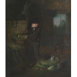 Alexander Fraser (British, 1786-1865) Boy feeding rabbits