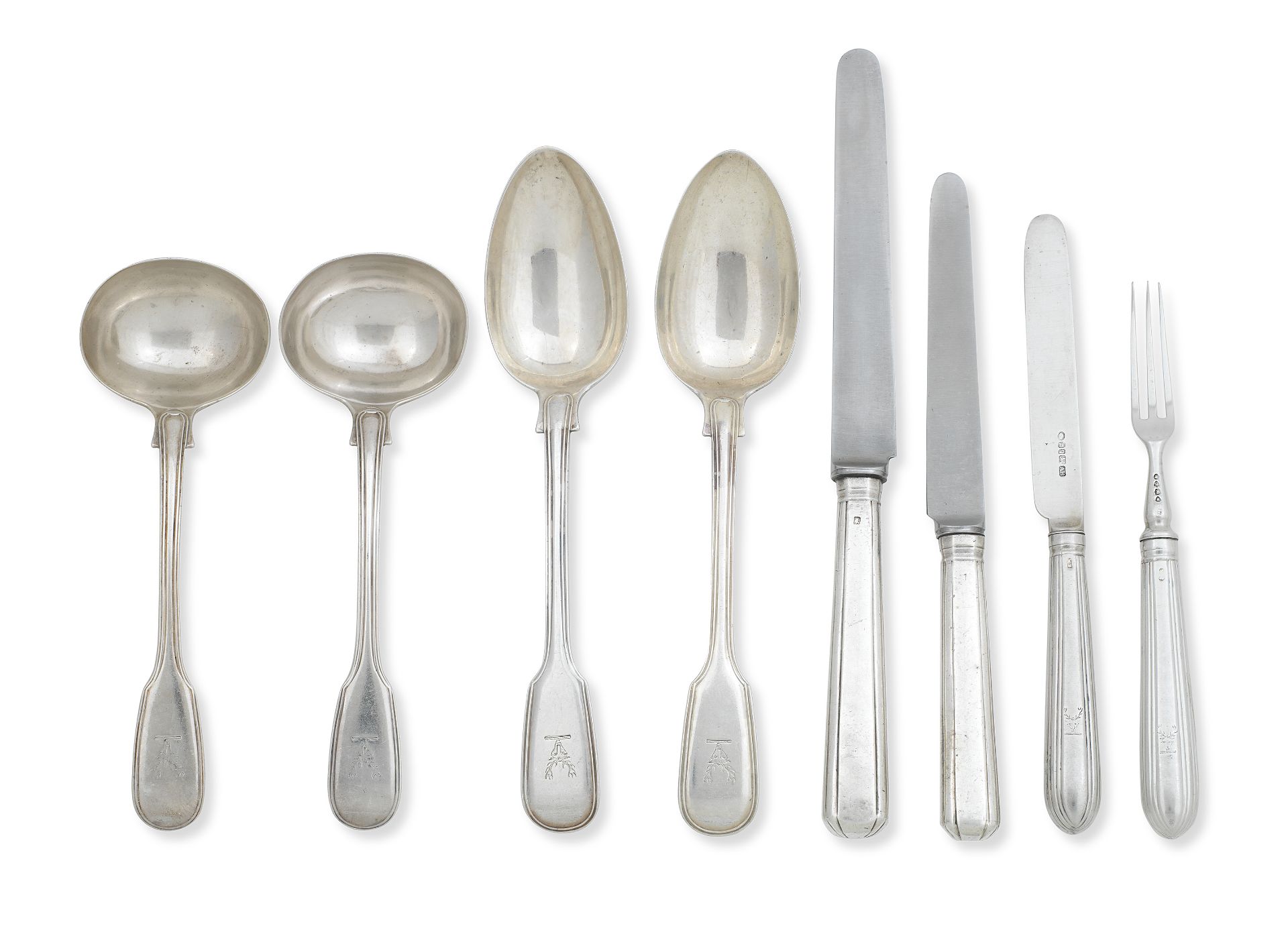 A part canteen of fiddle and thread pattern cutlery Various makers and dates