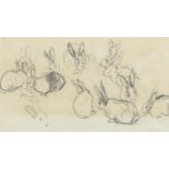 Joseph Crawhall RSW (British, 1861-1913) Study of rabbits sheet 24 x 31.5cm (9 7/16 x 12 3/8in),...