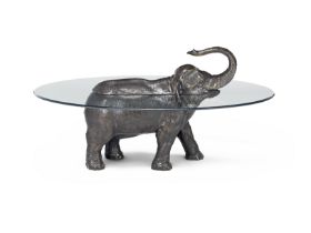 Mark Stoddart (Scottish, born 1960) A patinated bronze and glass table in the form of an elephant