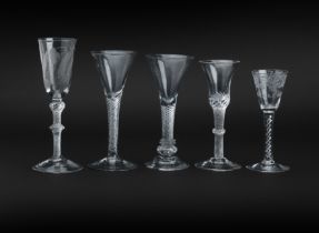 Five Air Twist Glasses Circa 1750-1760