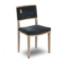 An Elizabeth II limed oak Coronation chair