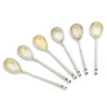 A Set of Six Russian silver Spoons Maker's mark unclear, Moscow, 1880