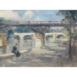 British School (late 19th / early 20th century) Bridge over the river Seine