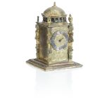 A 17th century and later German copper and brass table clock