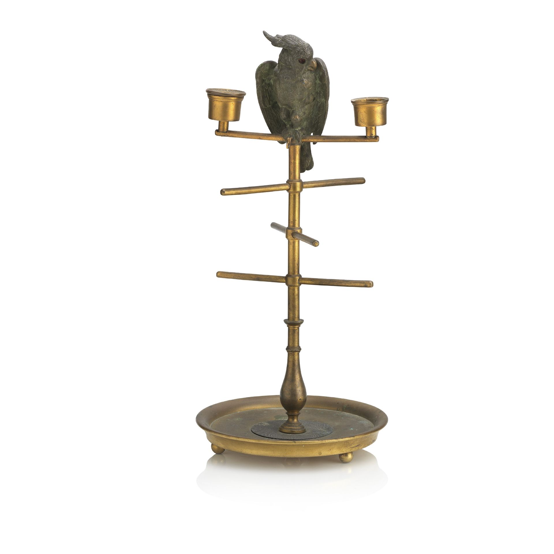 A 19th century novelty gilt brass inkstand candlestick