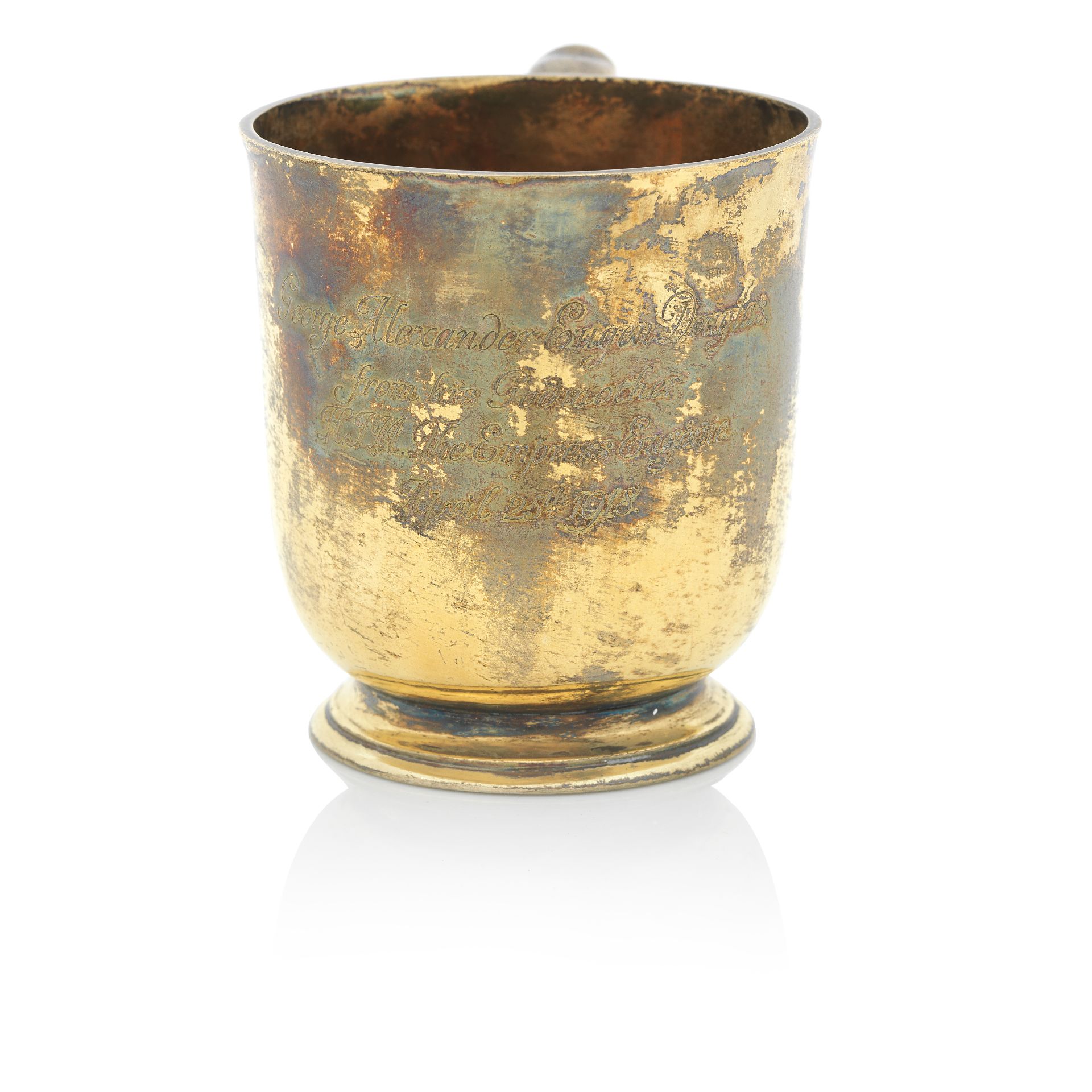 A George VI silver gilt Christening mug by R & S Garrard & Co (Sebastian Henry Garrard), Lond