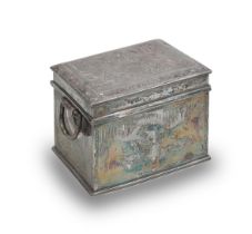 A Chinese White Metal Tea Caddy 19th century