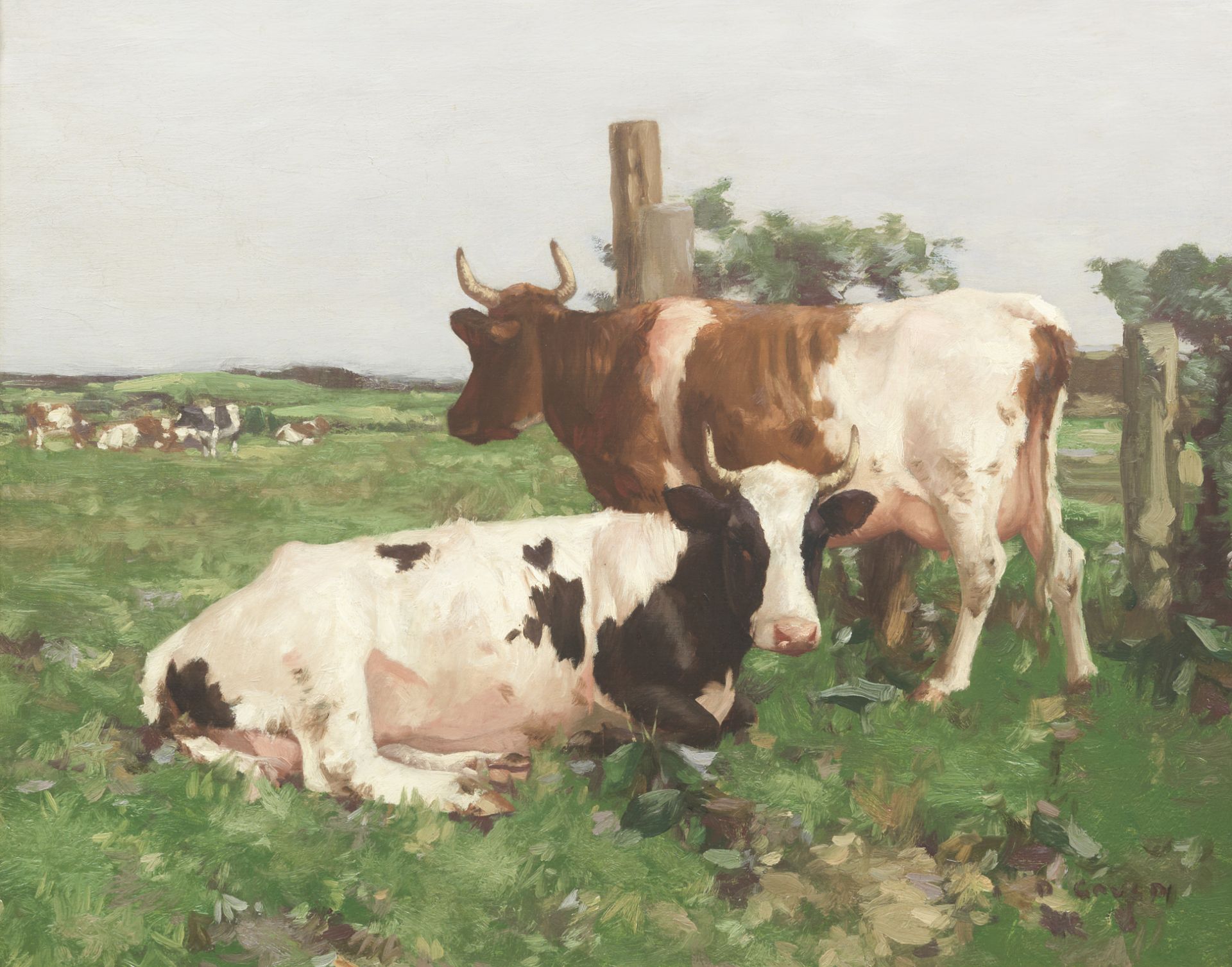 David Gauld RSA (British, 1865-1936) Ayrshire Cattle