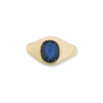 An 18ct gold and sapphire gentleman's signet ring