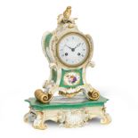 A 19th Century French porcelain mantel clock Inscribed to the dial Andre A Paris