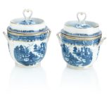 A pair of Caughley blue and white ice pails 18th century