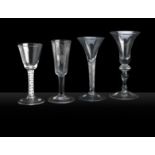 Three wine glasses and an ale glass 18th Century