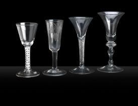 Three wine glasses and an ale glass 18th Century
