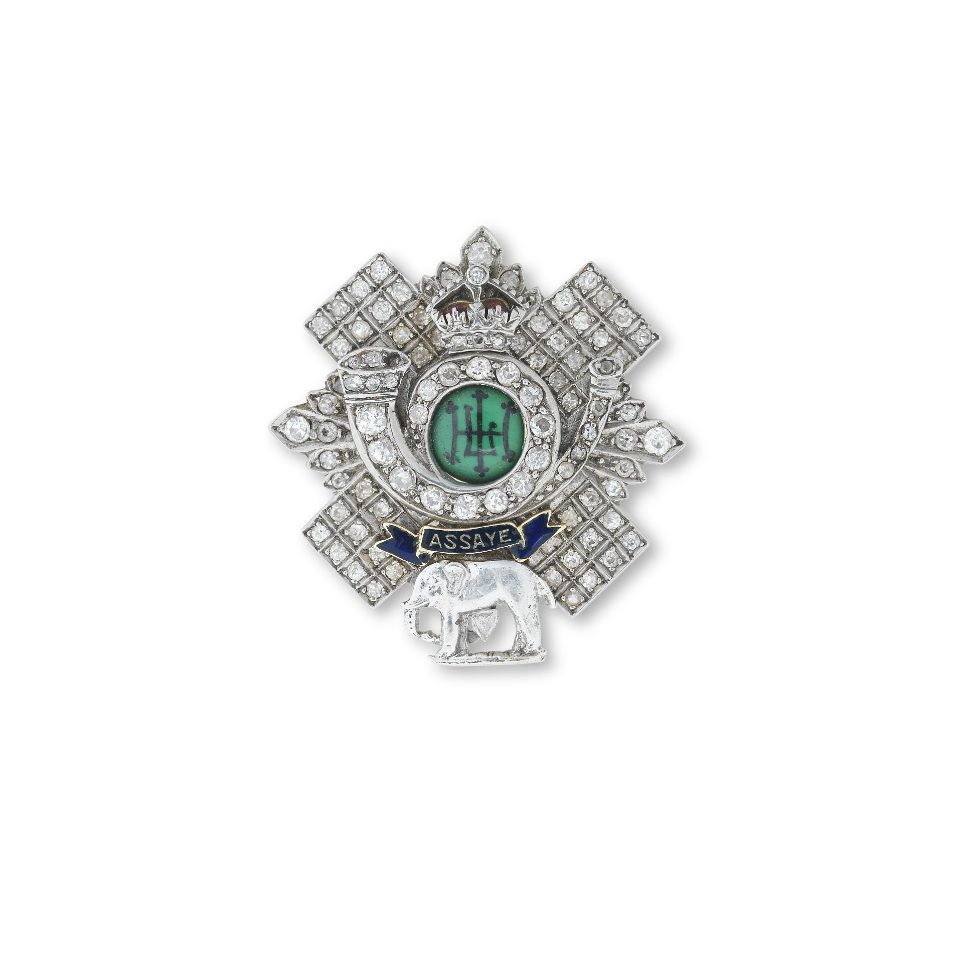 A Highland Light Infantry diamond-set brooch