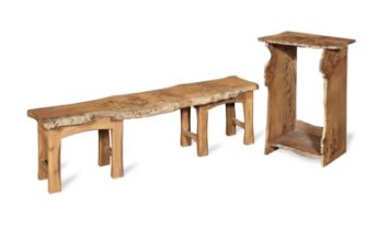 Tim Stead (1952-2000) An elm cabinet and bench (2)