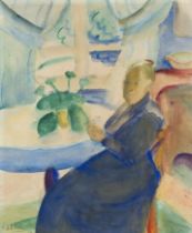 FERDINAND SCHIRREN (1872-1944) Femme dans un int&#233;rieur