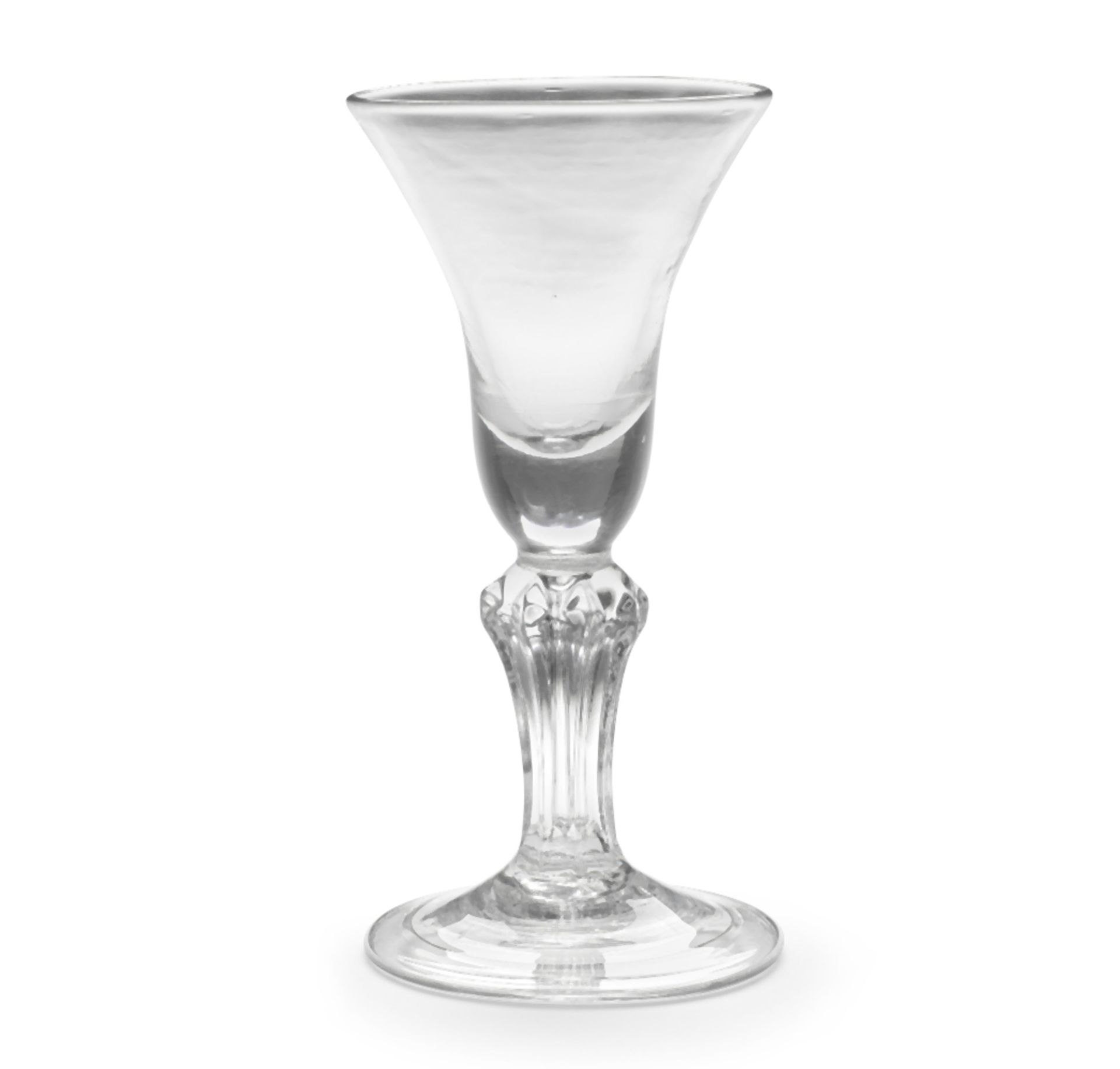 A moulded-stem wine glass, circa 1730-40