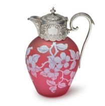 A Stourbridge cameo glass silver-mounted claret jug, dated 1891