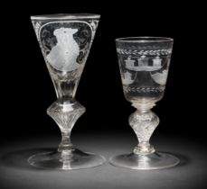 Two Bohemian engraved goblets, second quarter 18th century