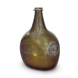 A very rare sealed 'Bladder' wine bottle, dated 1725