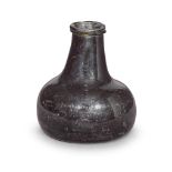 An attractive wide-mouthed half size 'Onion' preserve bottle, circa 1710-20