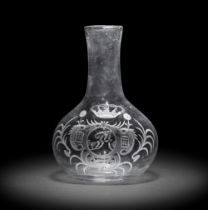 A German engraved armorial flask or essence bottle, mid-18th century