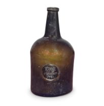 A rare sealed 'Squat Cylinder' wine bottle, dated 1781