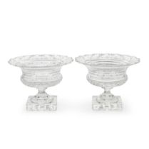 A fine pair of cut glass pedestal bowls, probably Irish, early 19th century