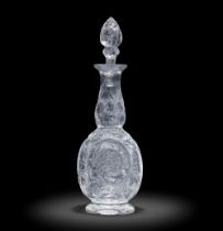 A magnificent Stevens and Williams 'rock crystal' decanter and stopper by John Orchard, circa 1903