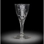 An engraved commemorative wine glass for the Royal Dublin Volunteers, early 19th century