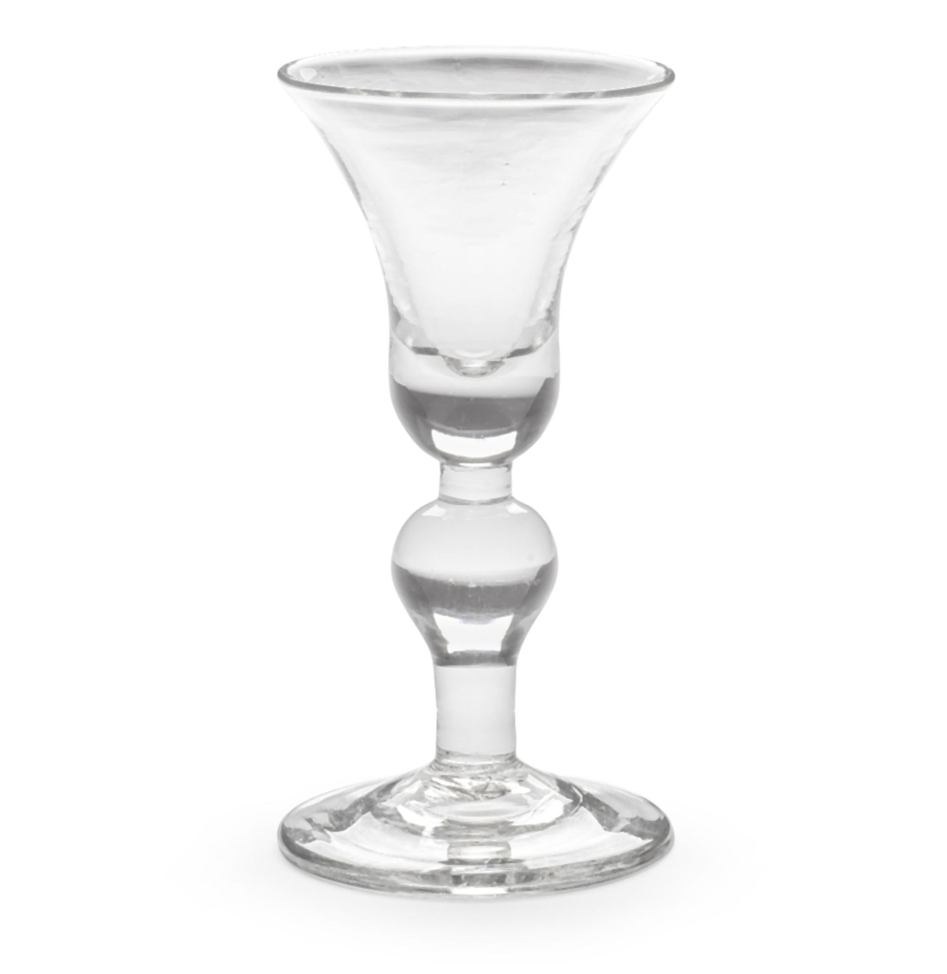 A good heavy baluster wine glass, circa 1720-30