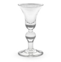 A good heavy baluster wine glass, circa 1720-30