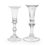 Two baluster gin glasses, circa 1730-40