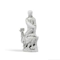 GRANDE STATUETTE DE GUANYIN EN PORCELAINE BLANC-DE-CHINE Fin de la dynastie Qing (1644-1911)