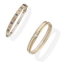 TWO GEM-SET BANGLES (2)